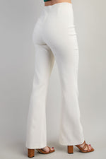 Cream Pintuck High-Waisted Flares