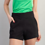 Beth High-waisted Panel Shorts (Black)